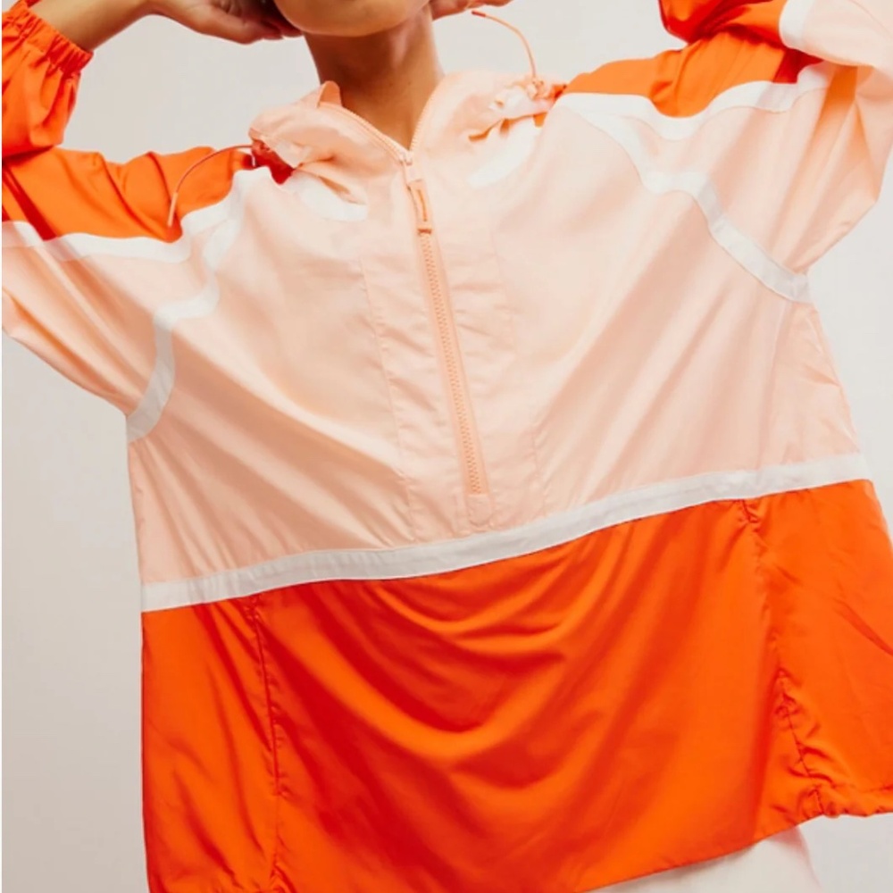 Free People NWOT Like the Wind Color-block Jacket in Peach-Orange - Picture 2 of 9